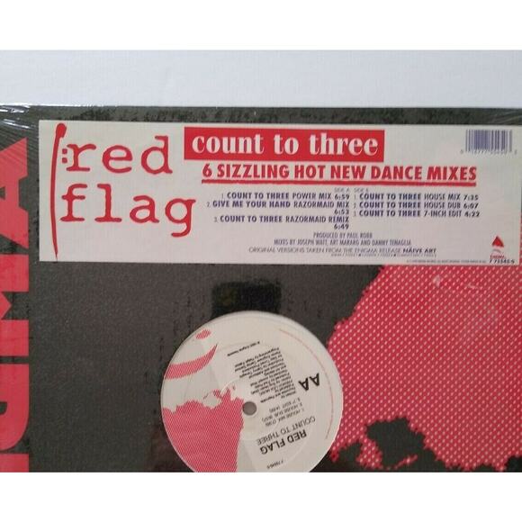 Red Flag Count To Three 12" EP Record 1990 SynthPop New Wave SEALED Hype Sticker - Picture 2 of 4